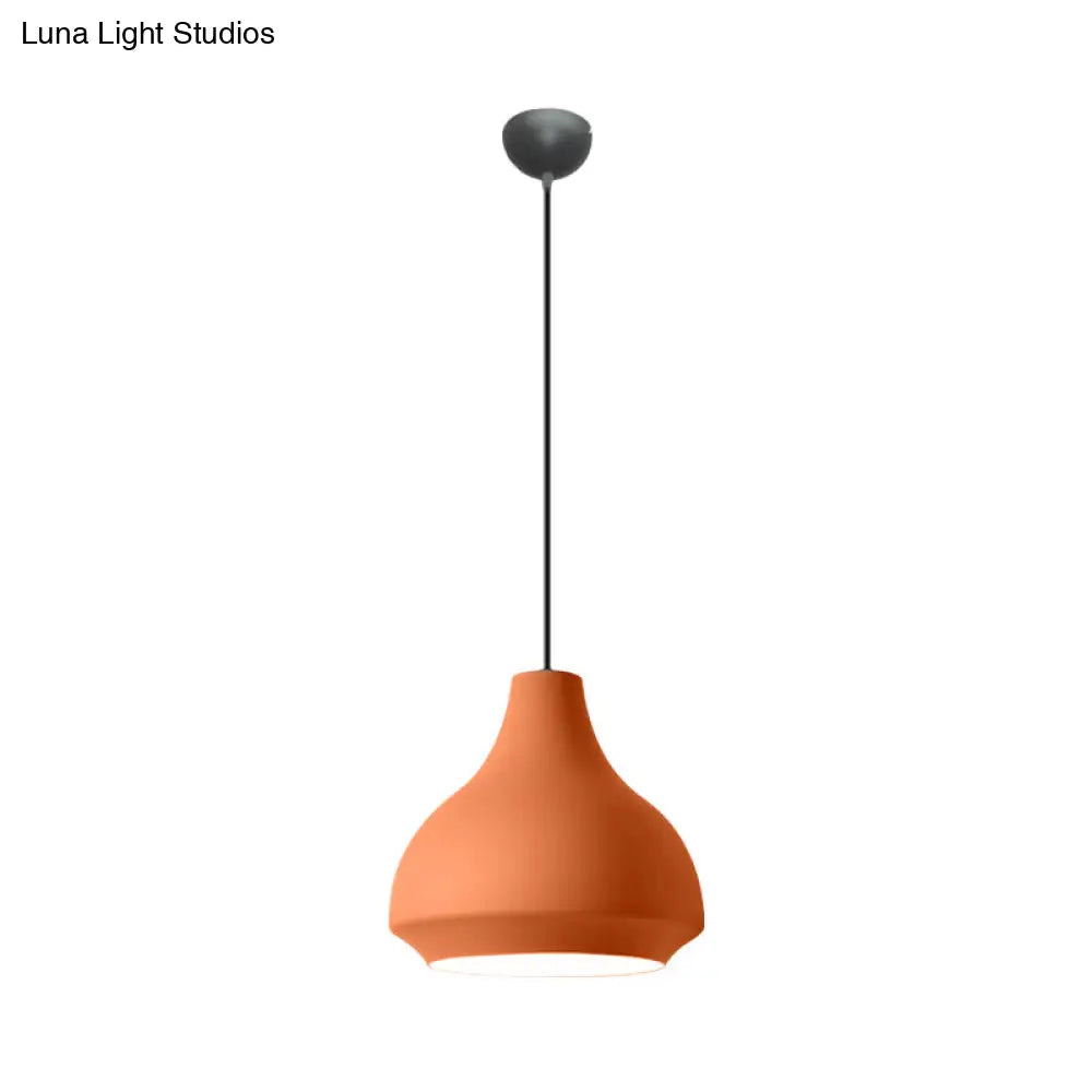 Contemporary Metal Gourd Pendant Ceiling Light - 1 Light - Grey/Black/Yellow