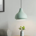 Contemporary Metal Gourd Pendant Ceiling Light - 1 Light - Grey/Black/Yellow Green