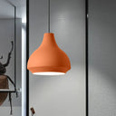 Contemporary Metal Gourd Pendant Ceiling Light - 1 Light - Grey/Black/Yellow Orange