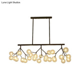 Contemporary Metal Hanging Chandelier With Black Finish - 27 Bubbles Island Lighting