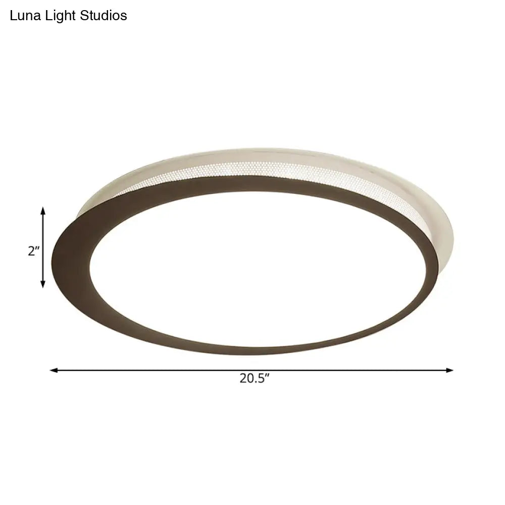 Contemporary Metal Led Ceiling Mount Lamp - Circle Flush Light Fixture With Acrylic Diffuser In