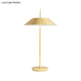 Contemporary Metal Led Cone Table Lamp - Black/White/Gold Ideal For Living Room