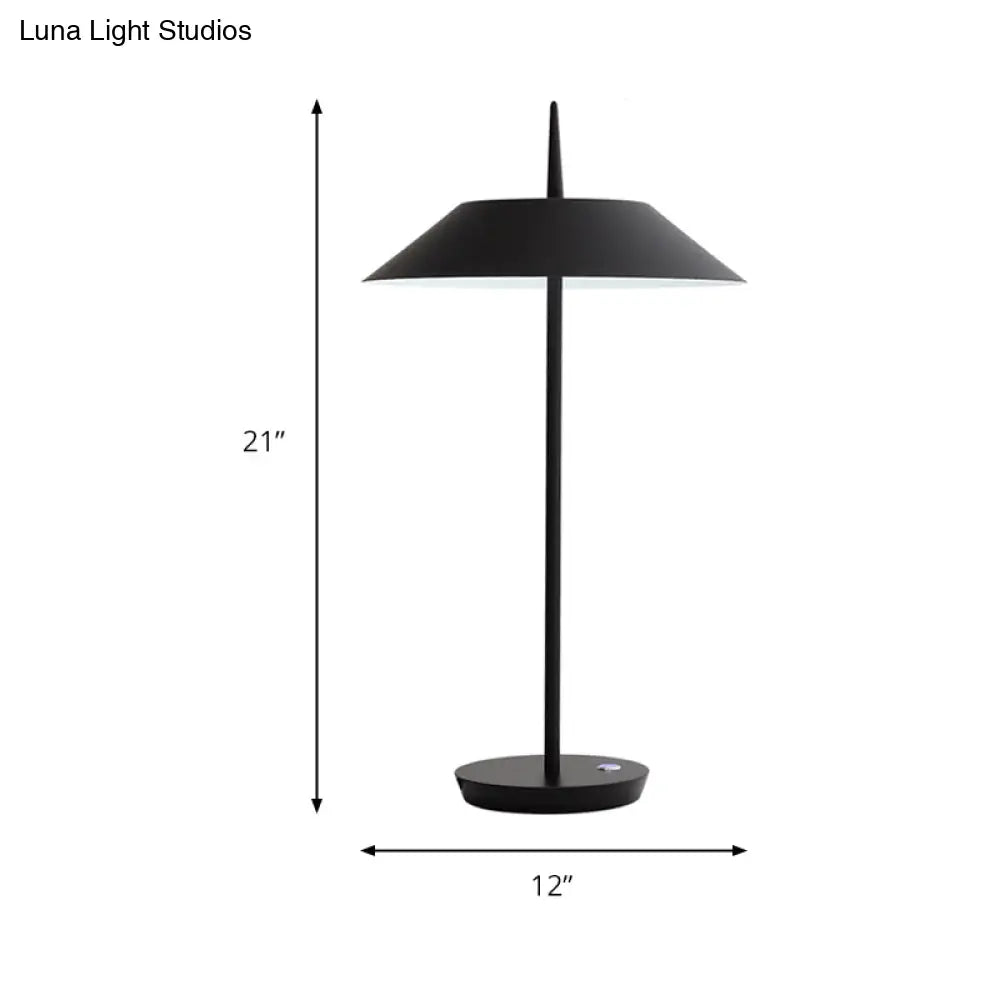 Contemporary Metal Led Cone Table Lamp - Black/White/Gold Ideal For Living Room