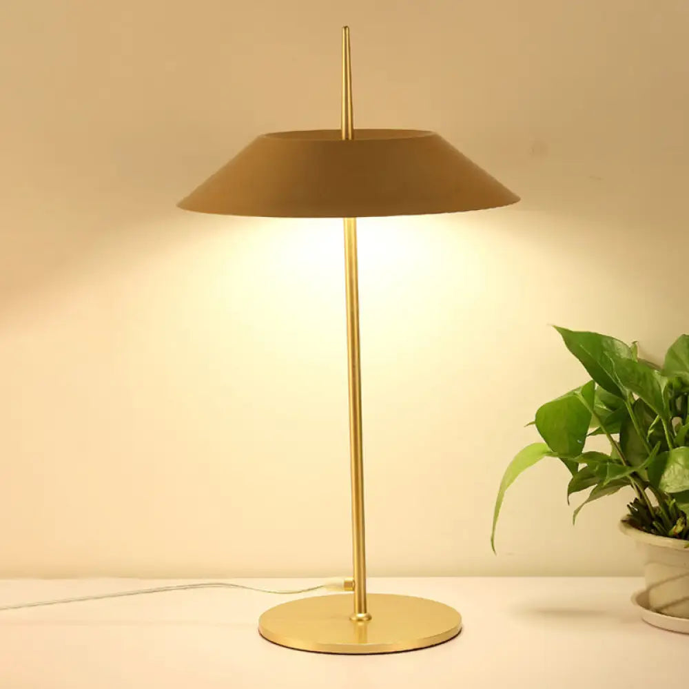 Contemporary Metal Led Cone Table Lamp - Black/White/Gold Ideal For Living Room Gold