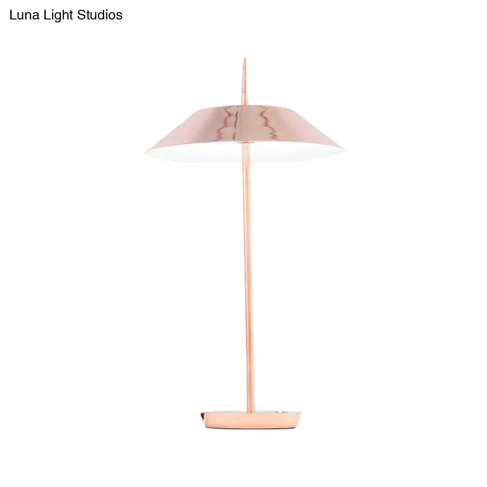 Contemporary Metal Led Cone Table Lamp - Black/White/Gold Ideal For Living Room