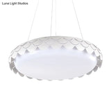 Contemporary Metal Led Fish Scale Pendant Lamp Kit – White/Gold Warm/White/Natural Light