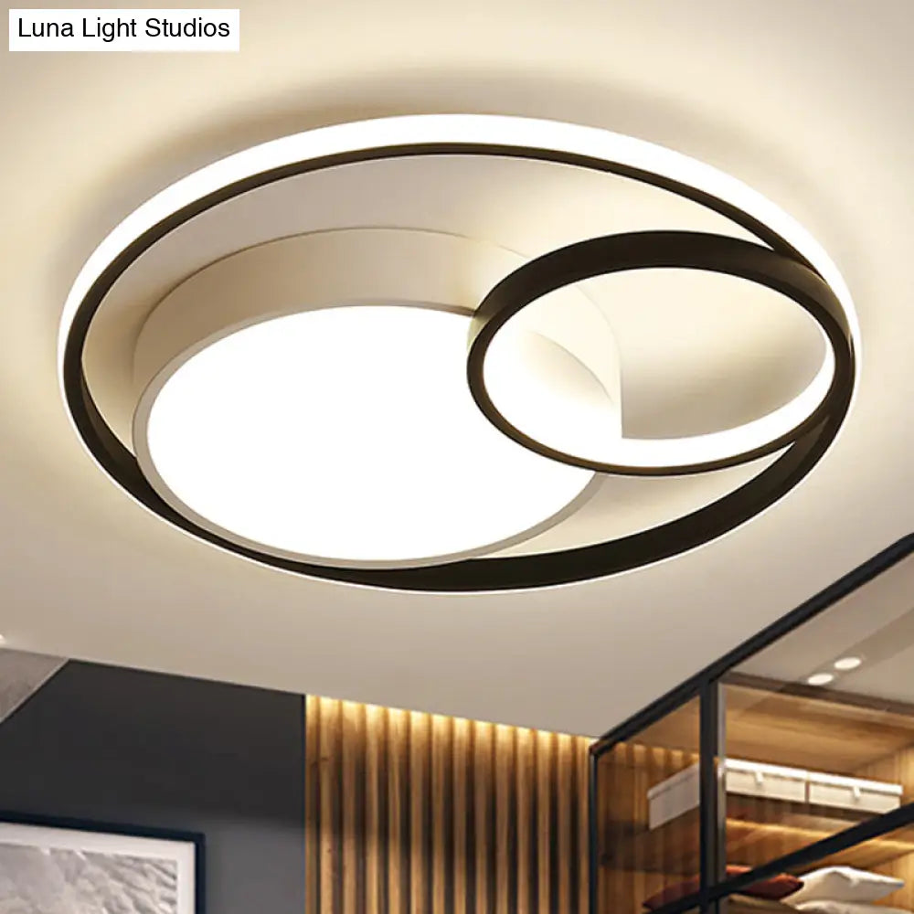 Contemporary Metal Led Flush Mount Ceiling Lamp - White/Black 16’/19’/23.5’ Wide