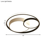 Contemporary Metal Led Flush Mount Ceiling Lamp - White/Black 16’/19’/23.5’ Wide