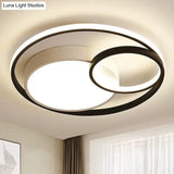 Contemporary Metal Led Flush Mount Ceiling Lamp - White/Black 16/19/23.5 Wide Black / 16 Warm
