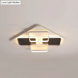 Contemporary Metal Led Multi Square Flush Mount Light In Black/White Warm/White Sizes:
