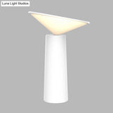 Contemporary Metal Led Nightstand Lamp With Plastic Shade - White Tower Design For Reading Books