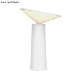Contemporary Metal Led Nightstand Lamp With Plastic Shade - White Tower Design For Reading Books
