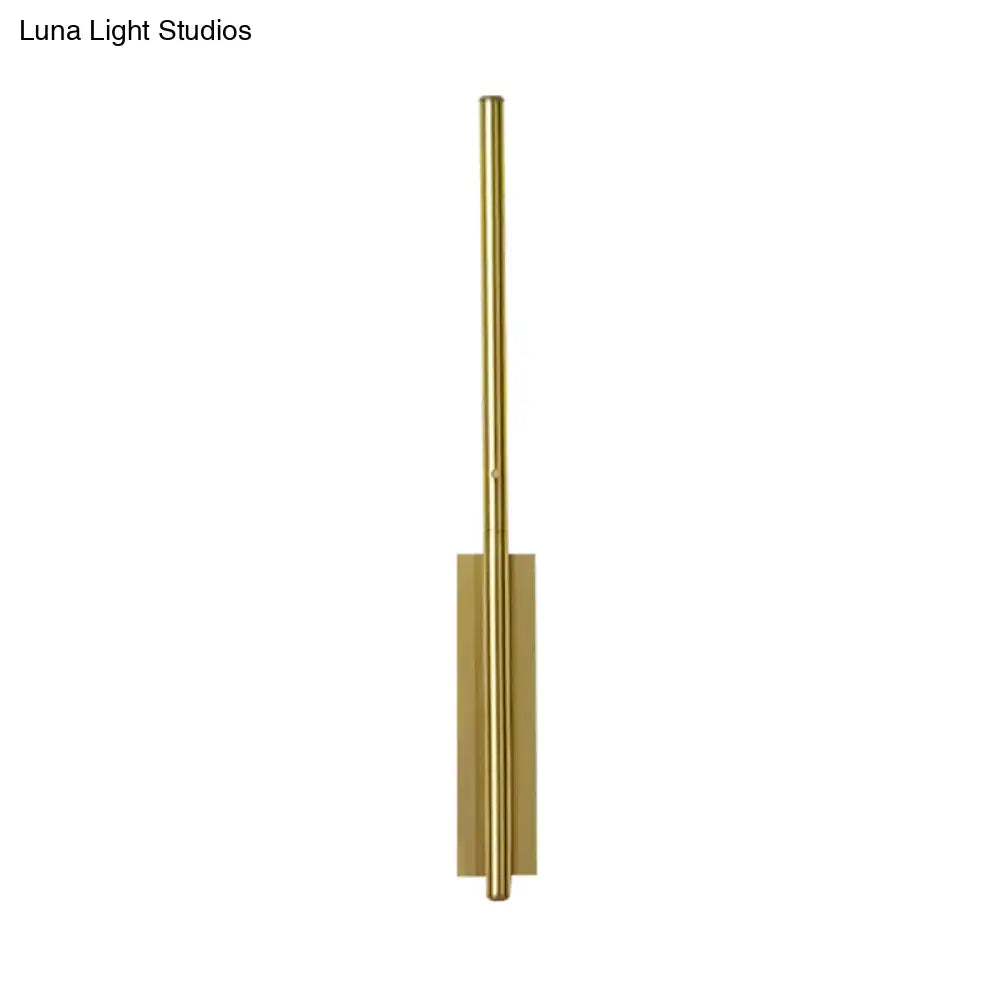 Contemporary Metal Linear Wall Sconce Lighting - Elegant Gold Led Fixture For Bedroom