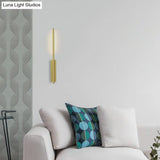 Contemporary Metal Linear Wall Sconce Lighting - Elegant Gold Led Fixture For Bedroom