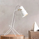 Contemporary Metal Nightstand Lamp With Wide Flare Design - 1-Bulb Reading Light In White