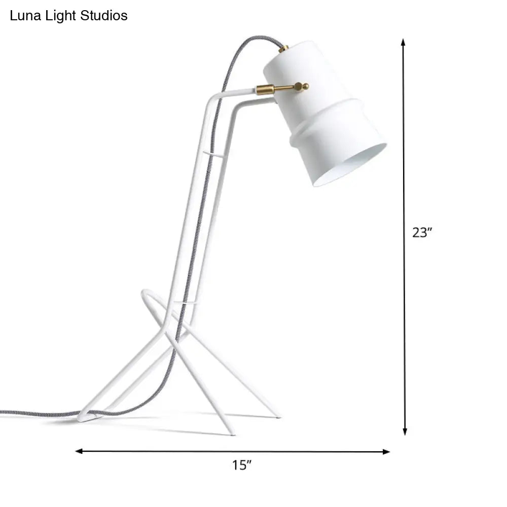 Contemporary Metal Nightstand Lamp With Wide Flare Design - 1-Bulb Reading Light In White