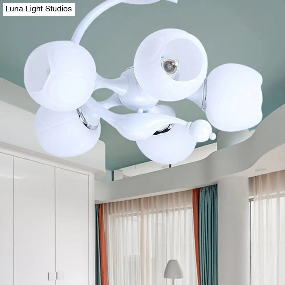 Contemporary Metal Pendant Light With Spherical Shade - 5 Bulbs White Ideal For Office Décor