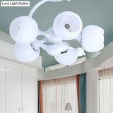 Contemporary Metal Pendant Light With Spherical Shade - 5 Bulbs White Ideal For Office Décor