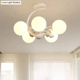 Contemporary Metal Pendant Light With Spherical Shade - 5 Bulbs White Ideal For Office Décor