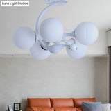 Contemporary Metal Pendant Light With Spherical Shade - 5 Bulbs White Ideal For Office Décor