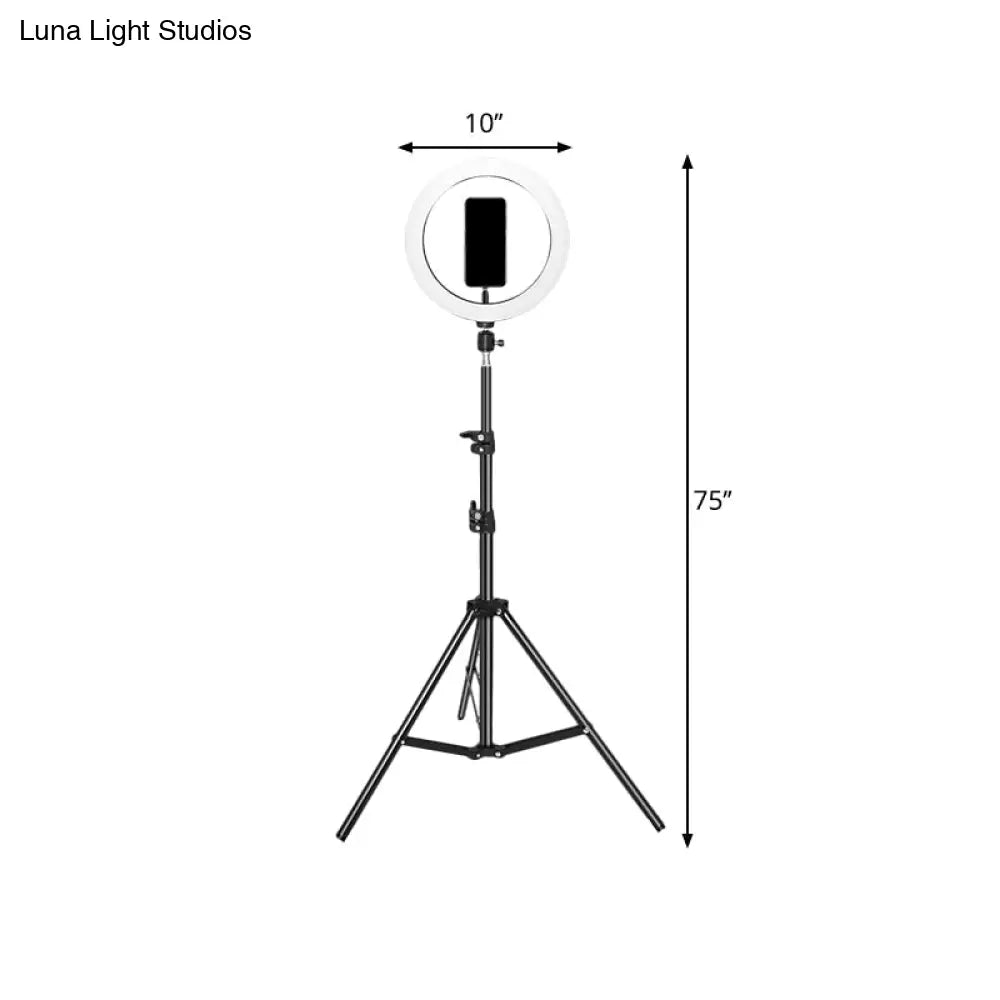 Contemporary Metal Round Make-Up Light With Usb Port Led Fill Flash Lamp - Black 63/75 Long