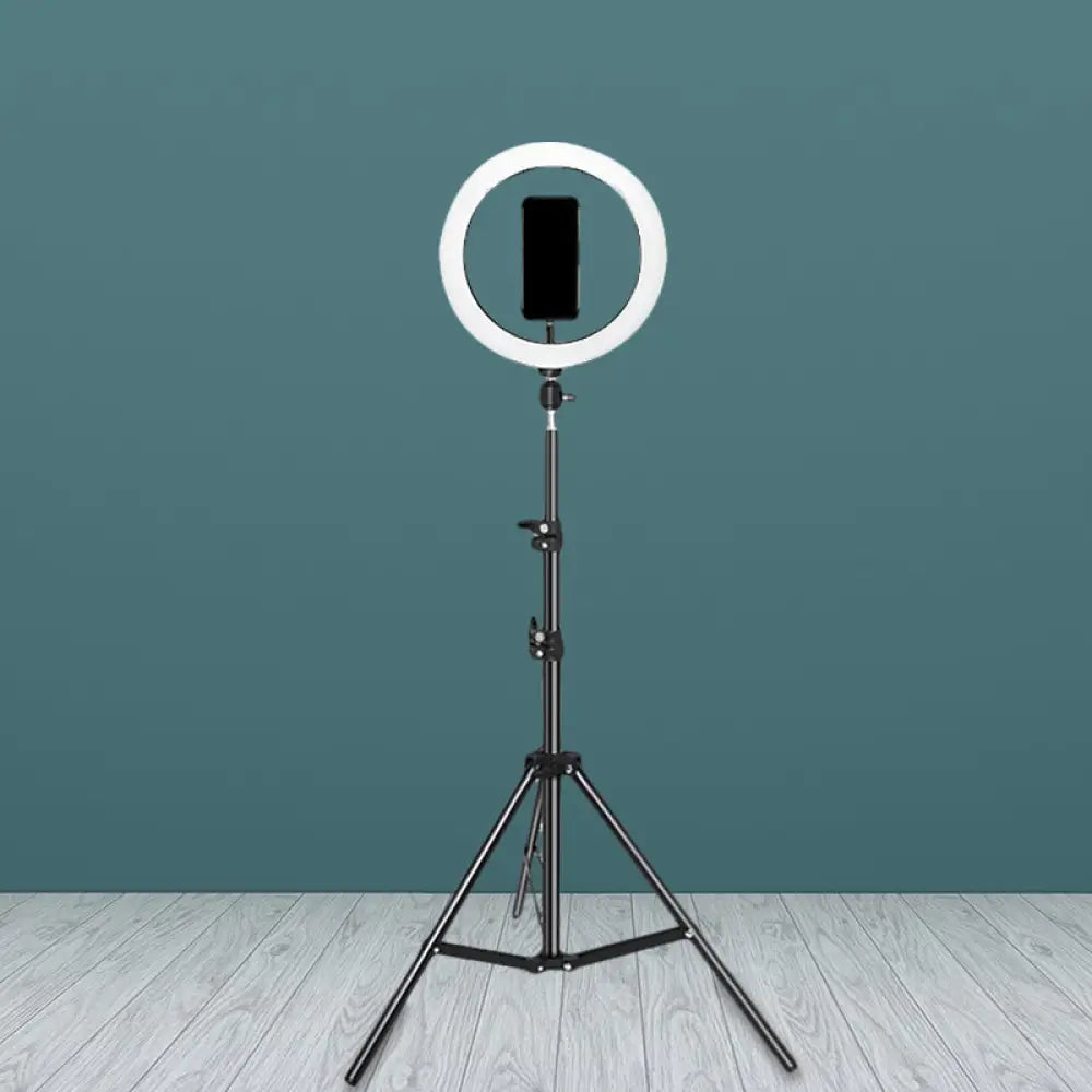 Contemporary Metal Round Make-Up Light With Usb Port Led Fill Flash Lamp - Black 63/75 Long / 63
