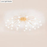 Contemporary Metal Semi Flush Mount Firework-Shaped Ceiling Light With Led Lights - Chrome/Gold