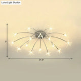 Contemporary Metal Semi Flush Mount Firework-Shaped Ceiling Light With Led Lights - Chrome/Gold