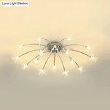 Contemporary Metal Semi Flush Mount Firework-Shaped Ceiling Light With Led Lights - Chrome/Gold