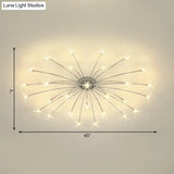 Contemporary Metal Semi Flush Mount Firework-Shaped Ceiling Light With Led Lights - Chrome/Gold