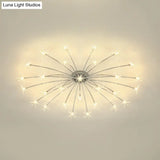 Contemporary Metal Semi Flush Mount Firework-Shaped Ceiling Light With Led Lights - Chrome/Gold