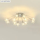 Contemporary Metal Semi Flush Mount Firework-Shaped Ceiling Light With Led Lights - Chrome/Gold