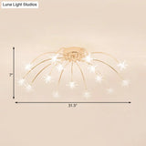 Contemporary Metal Semi Flush Mount Firework-Shaped Ceiling Light With Led Lights - Chrome/Gold