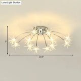 Contemporary Metal Semi Flush Mount Firework-Shaped Ceiling Light With Led Lights - Chrome/Gold