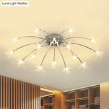 Contemporary Metal Semi Flush Mount Firework-Shaped Ceiling Light With Led Lights - Chrome/Gold