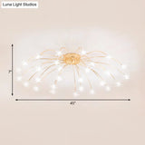 Contemporary Metal Semi Flush Mount Firework-Shaped Ceiling Light With Led Lights - Chrome/Gold