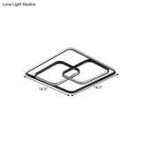 Contemporary Metal Square & Rectangle Ceiling Lamp - 16.5’/20.5’ W Led Black Flush Mount