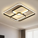 Contemporary Metal Square & Rectangle Ceiling Lamp - 16.5’/20.5’ W Led Black Flush Mount