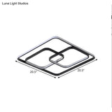 Contemporary Metal Square & Rectangle Ceiling Lamp - 16.5’/20.5’ W Led Black Flush Mount