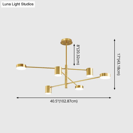 Contemporary Metal Starburst Chandelier For Living Room - Stylish Hanging Ceiling Light