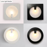 Contemporary Metal Wall Sconce Lamp With Squared/Rounded Shade - 1-Light Bathroom Lighting In