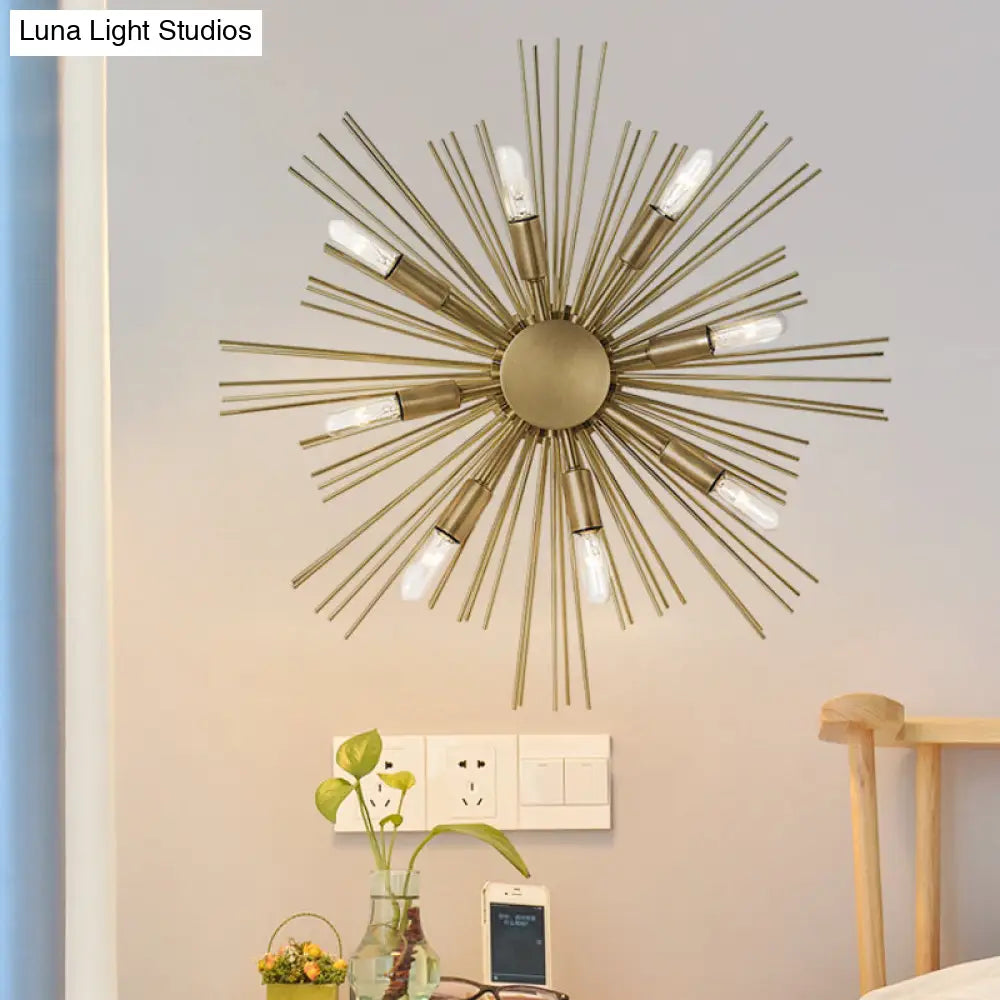Contemporary Metal Wall Sconce - Sputnik 8-Head Gold Finish Light Fixture
