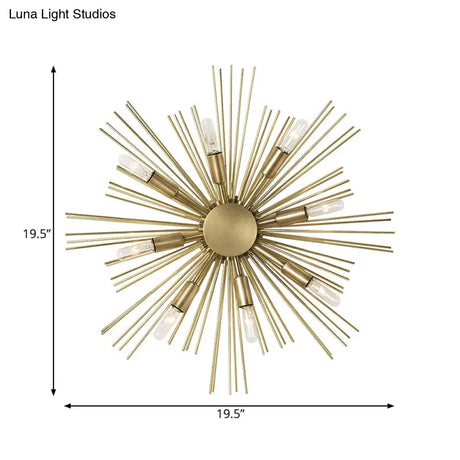 Contemporary Metal Wall Sconce - Sputnik 8-Head Gold Finish Light Fixture