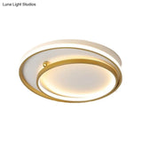 Contemporary Metallic Dual Ring Led Gold Flush Mount Ceiling Fixture - 16’/19.5’ Wide