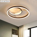 Contemporary Metallic Gold/Coffee Led Ceiling Light Fixture - Halo Ring Flush Mount Warm/White