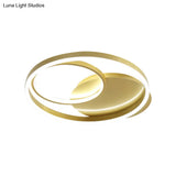 Contemporary Metallic Gold/Coffee Led Ceiling Light Fixture - Halo Ring Flush Mount Warm/White