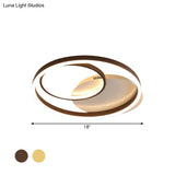 Contemporary Metallic Gold/Coffee Led Ceiling Light Fixture - Halo Ring Flush Mount Warm/White