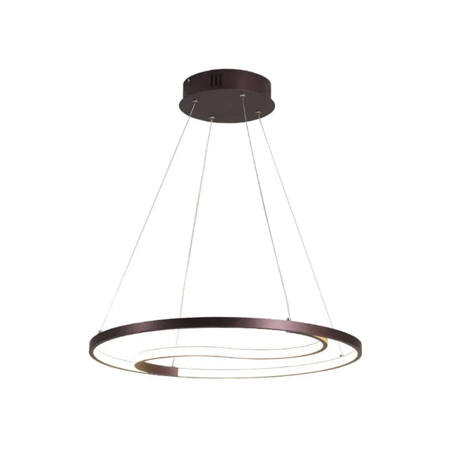 Contemporary Metallic Led Coffee Ring Lamp - Modern Hanging Ceiling Chandelier In Warm/White Light