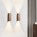 Contemporary Metallic Led Wall Sconce In Bronze/Gold/Coffee For Living Room - Mountable Up & Down