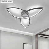Contemporary Metallic Petal Flush Lamp - 23’/29’ W Led Close To Ceiling Light In Black/White